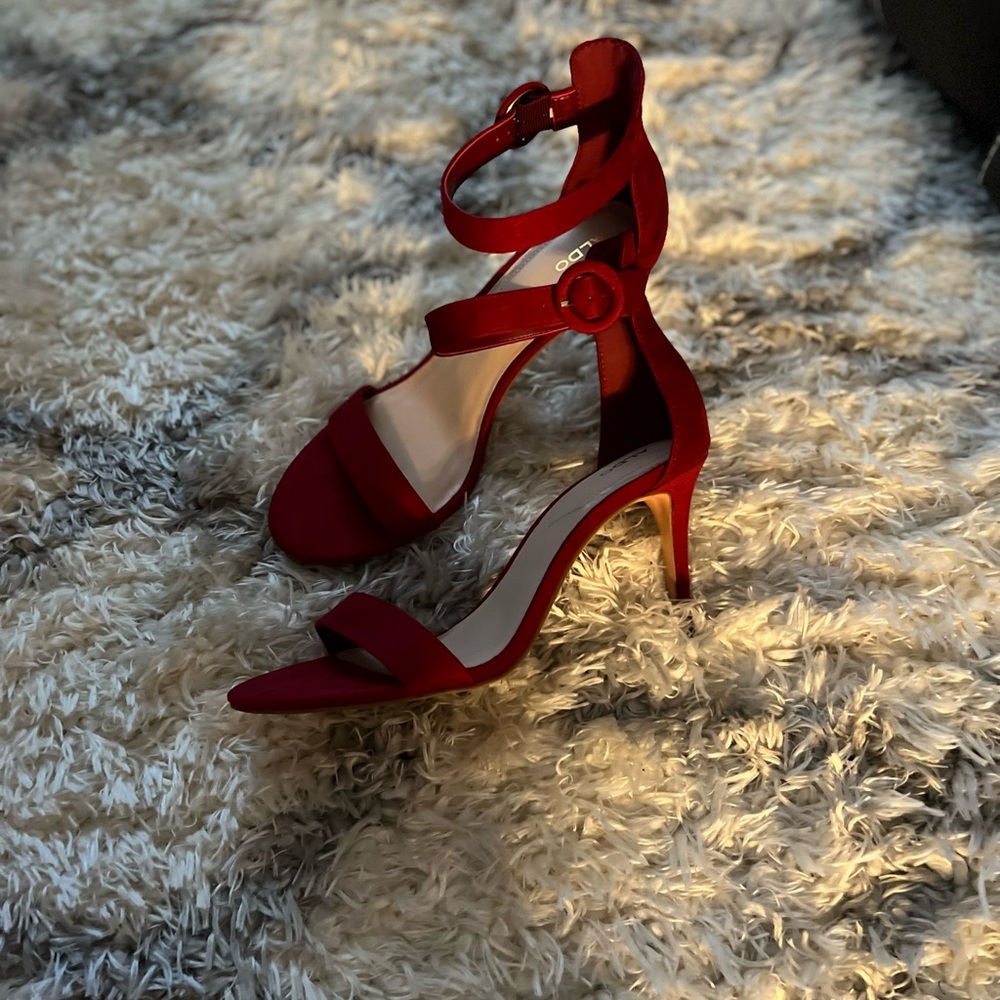 Aldo Red Heeled Sandals - Picture 5 of 7